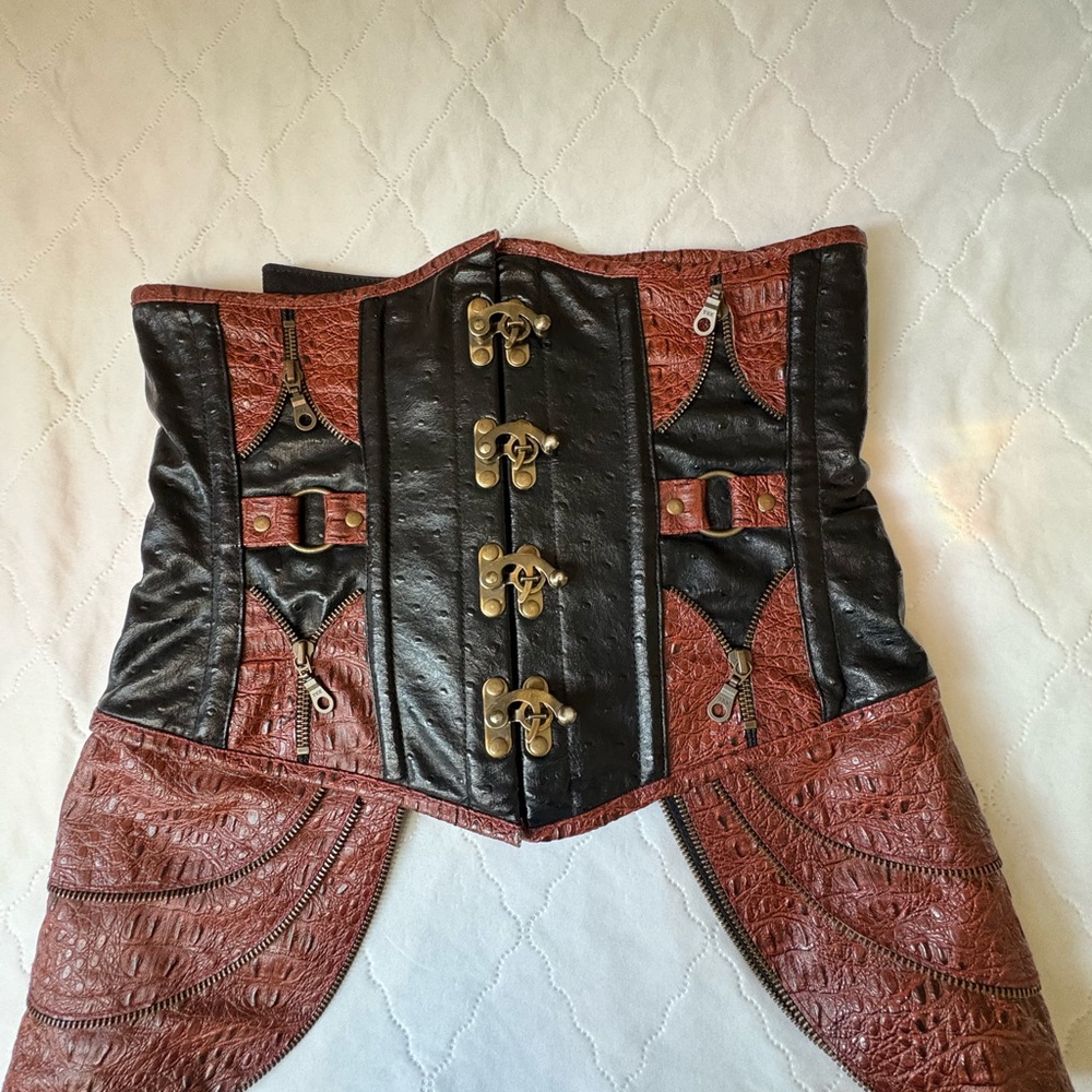 Steampunk Leather Corset with Buckle Details